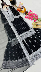 Beautiful Black Georgette Embroidery Sequence Work Suit