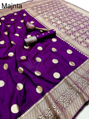 Beautiful Banarasi Gold Zari Design & Weaving Pallu Border Saree