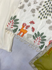 Beautiful French Crepe Embroidery Work Sharara