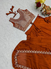 Trending Rangoli Silk Embroidery Moti Beads Sequence Work Lehenga With Stitched Blouse