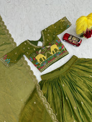 Beautiful Shimmer Embroidery Thread Lehenga With stitched Blouse