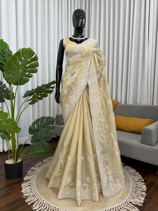 Party-wear Jimmy Choo Coding With Thread Work Saree