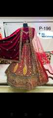 Heavy Pure Lycra Velvet Zarkan Work Multi Colour Double Duppata & Double Cancan Bridal Lehenga Choli