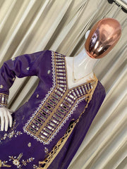 Festive Special Cosmos Silk Real Mirror With Embroidery Work Sharara