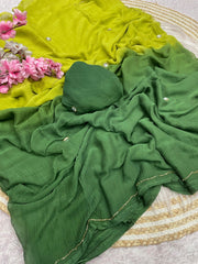 Trending Pure Soft Nazbin Chiffon Beautiful Cut Dana Work Saree