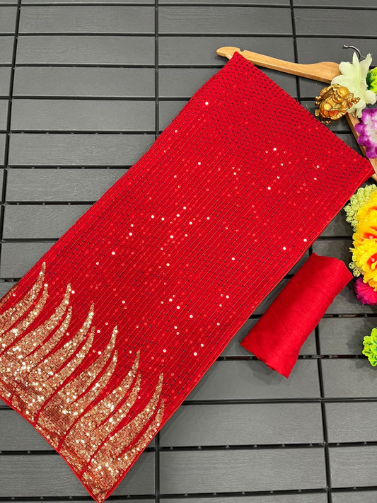 Bollywood Block-buster Georgette Sequence & Embroidery Work Saree