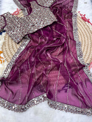 Jimmy Choo Party-wear Bollywood Blockbuster Real Mirror & Embroidery Sequence Work Saree