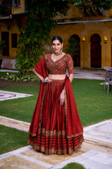Beautiful Maroon Rangoli Silk Sequins & Thread Embroidery Work Lehenga Choli