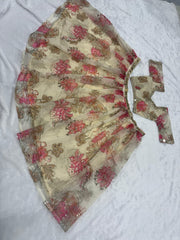 Beautiful Taby Silk Printed Embroidery Sequins Work Lehenga Choli