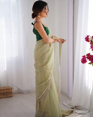 Beautiful Twill Net Fancy Lace All Over The Border Work Saree