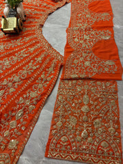 Party-wear Designer Georgette Embroidery & Sequence Real Mirror Work Lehenga Choli