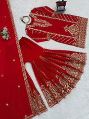 Elegant Designer Chinon Silk Thread With Sequence Work Suit