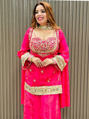 Party-wear Cosmos Real Mirror Embroidery Work Sharara