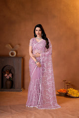Party-wear Charming Beads Sequence & Pearl Embroidery Work Saree