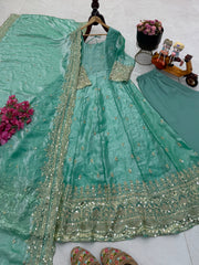 Festive Special Fendy Silk Embroidery Work Gown
