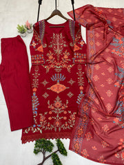 Party-wear Roman Silk Sequence Embroidery Work Suit