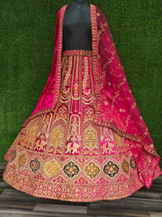 Bridal Special Elephant Pattern Velvet Zarkan Diamond Work Lehenga Choli