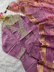 Beautiful Roman Silk Embroidery With Sequence Work Dress