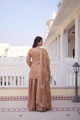 Beautiful Fendy Crush With Zari Sequence Embroidery Work Sharara