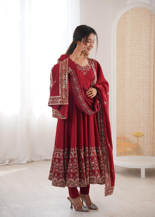 Elegant Embroidered Sequence Designer Anarkali Gown