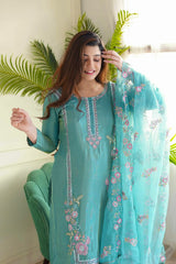 Designer Heavy Chinon Silk Embroidery Work Salwar Suit