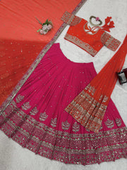 Beautiful Bride's Special Georgette Thread With Sequence Work Lehenga Choli