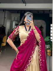 Beautiful Tasar Silk Kalamkari Printed Lehenga Choli