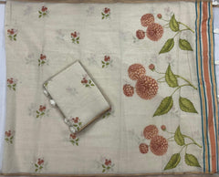 Beautiful Cream Khadi Silk Printed Saree