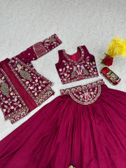 Festive Special Vichitra Silk Crop Top With Koti