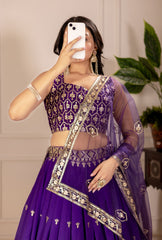 Beautiful Simmer Silk Embroidery Thread & Sequence Work Lehenga Choli
