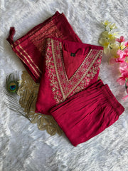 Beautiful Designer Roman Silk With Embroidery & Sequence Work Dress