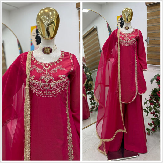 Designer Roman Simmer Silk Sequence Embroidery Work Sharara