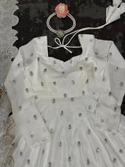 Attractive Chinon Sllk Sequence Work Gown