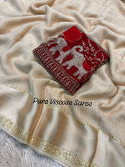 Beautiful Pure Viscos Georgette Work Saree