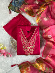 Beautiful Roman Silk Embroidery With Sequence Work Dress