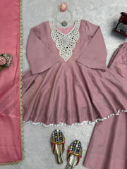 Ethnic Cosmos Silk Thread With Real Mirror Work Dress