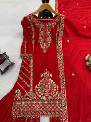 Elegant Designer Chinon Silk Thread With Sequence Work Suit