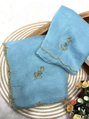 Party-wear Soft Pixel Crush Cover With Beautiful khatli Cut Dana Handwork Saree