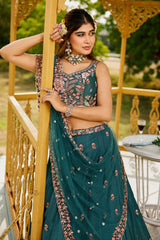 Beautiful French Crepe Embroidery Dori Zari Sequence Work Lehenga Choli