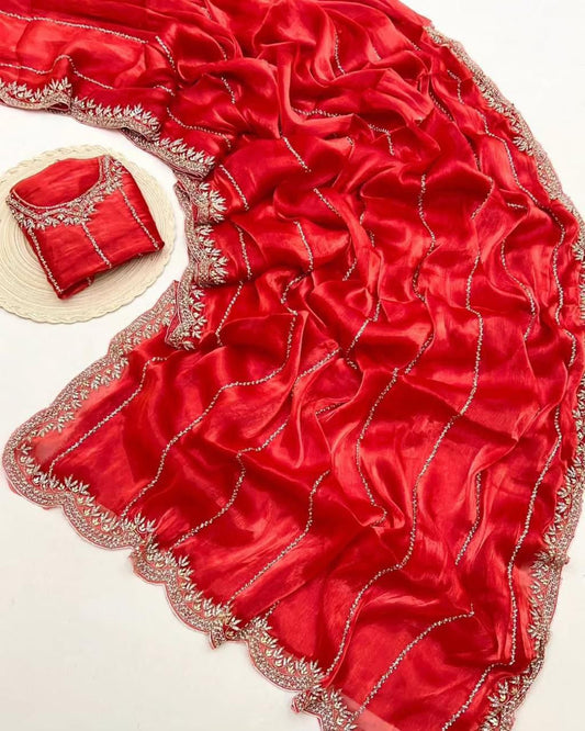 Party-wear Jimmy Choo Khatli Cut Dana Handwork Saree