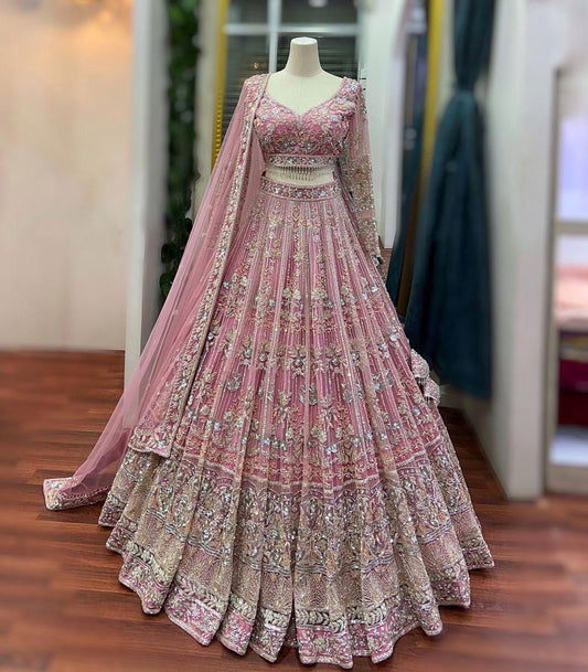 Beautiful Flared Butterfly Net Sequence Embroidery Work Lehenga Choli