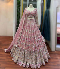 Beautiful Flared Butterfly Net Sequence Embroidery Work Lehenga Choli