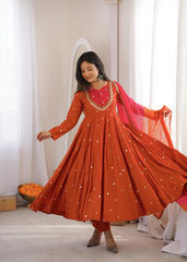 Beautiful Elegant Embroidered Sequence With Real Mirror Designer Gown