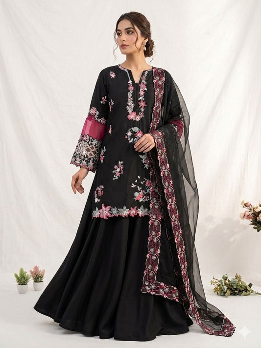 Perfect Wedding Season Special Black Sequence Embroidery Work Suit
