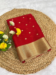 Beautiful Red Soft Premium katan Silk With Zari Rich Pallu With Saree