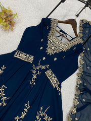 Party-wear Georgette Sequence Embroidery Work Gown
