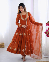Festive Special Blooming Georgette Coding Work Gown