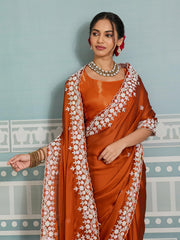 Party-wear Rangoli Silk Embroidery & Sequence Cutwork Border Saree