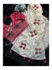 Beautiful Multi Chinon Silk Flower Butta Designer Saree