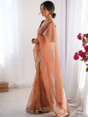 Beautiful Twill Net Fancy Lace All Over The Border Work Saree